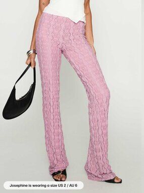 Princess Polly Pink Lace Flare Pants Festival Size 2